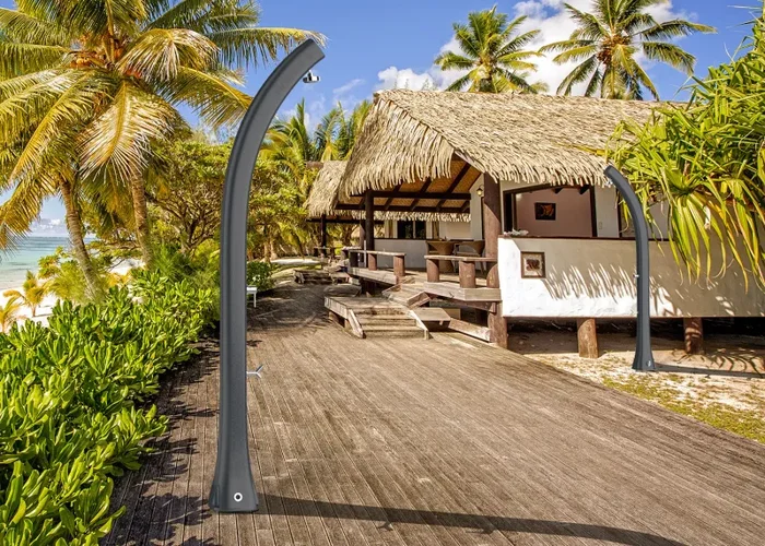 Doccia Solare da Giardino 28L Miscelatore e Lavapiedi Arkema Happy Five Dove Grey - immagine 2