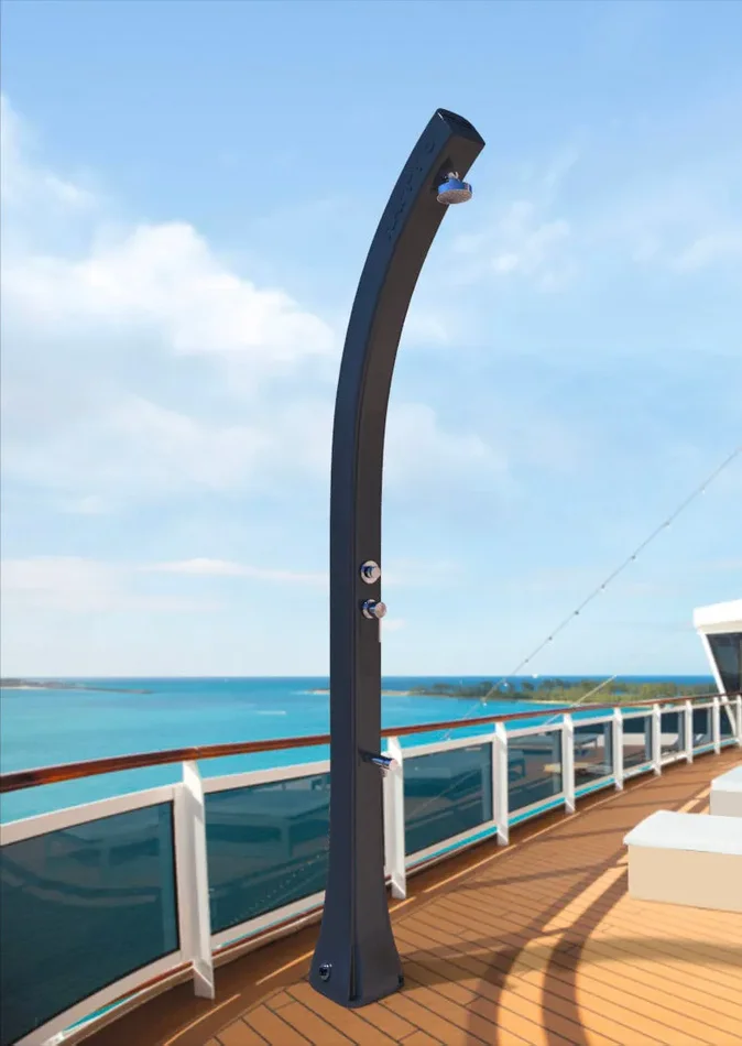 Doccia Solare da Giardino 28L Miscelatore Temporizzato e Lavapiedi Arkema Happy Beach Verde Scuro - immagine 2