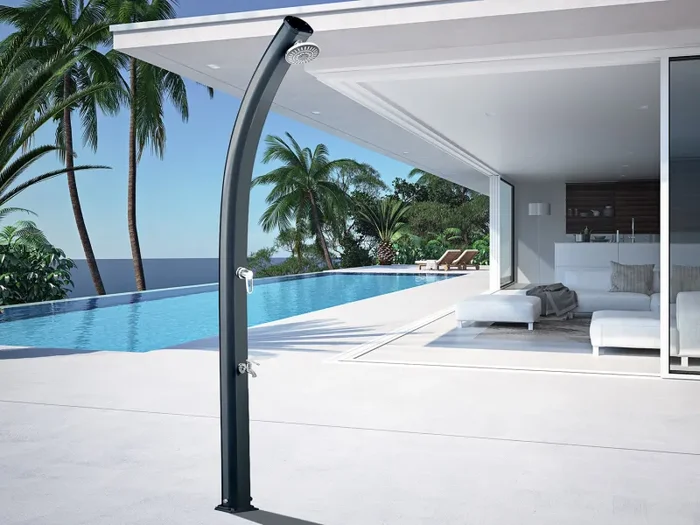 Doccia Solare da Giardino 33L Miscelatore e Lavapiedi Antracite - immagine 2