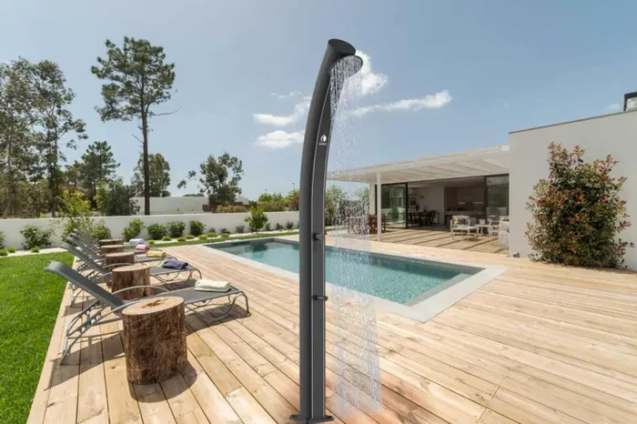 Doccia Solare da Giardino 35L Miscelatore e Lavapiedi Sined Dafne Nera - immagine 2