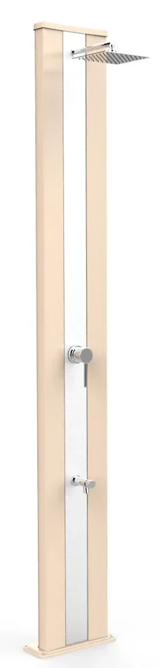 Doccia Solare da Giardino 40L Miscelatore e Lavapiedi Arkema Dada S Fascia Inox Sabbia