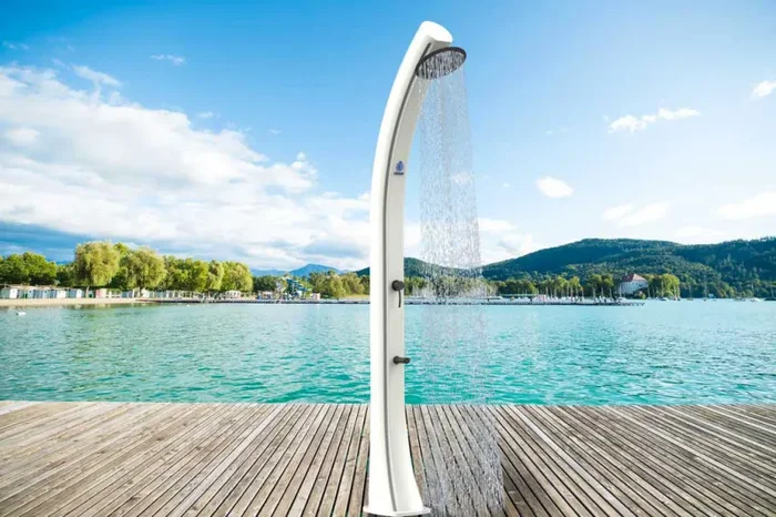 Doccia Solare da Giardino 40L Miscelatore e Lavapiedi Sined Sole Bianca - immagine 2