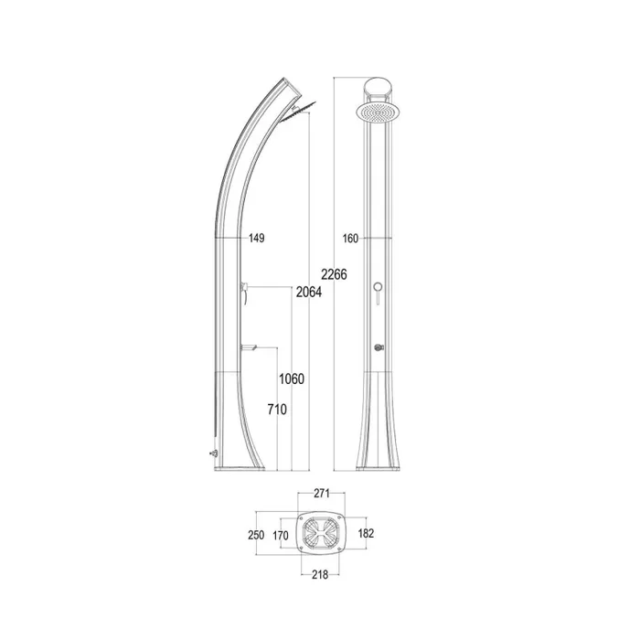 Doccia Solare da Giardino 40L Miscelatore e Lavapiedi Sined Sole Bianca - immagine 3