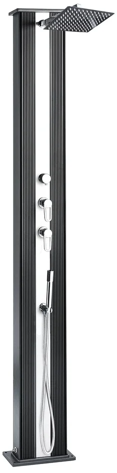 Doccia Solare Ibrida da Giardino 40L Miscelatore e Doccetta Lavapiedi Antracite/Alluminio