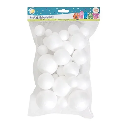 Docrafts – Palline di polistirolo, Misure assortite, Confezione da 40 Pezzi