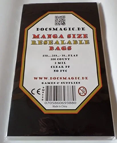 docsmagic.de 100 Resealable Manga Bags Size, 100