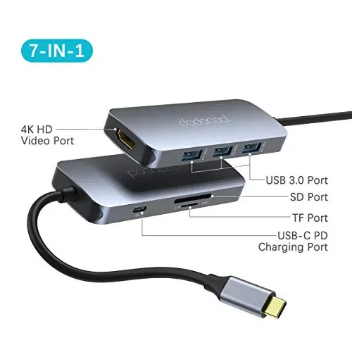 dodocool HUB USB C, Adattatore 7 in 1 C con 4K HDMI, USB-C 100W PD, 3… - immagine 2