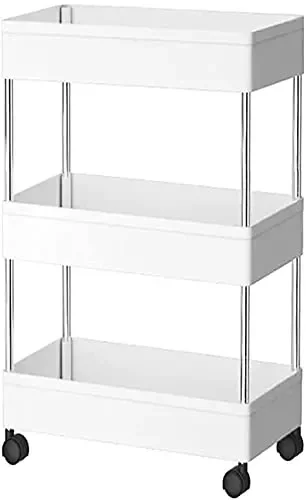 DoDuo Carrello portaoggetti per scaffalature su ruote, carrello portaoggetti a 3 ripiani, carrello scorrevole e scorrevole, carrello portaoggetti mobile