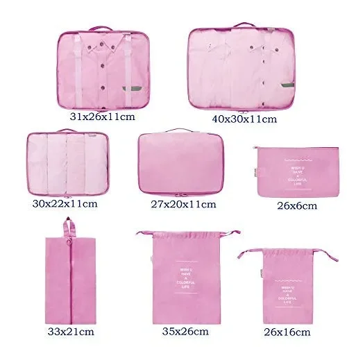 DoGeek – 7pack Organizer Valigia Cubi Organizzatori 8 Pcs Rosa - immagine 2