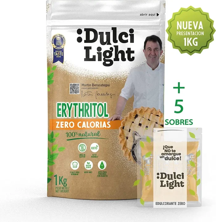 Dolcificante Eritritolo 1kg 100% Naturale 0 Calorie DulciLight Zero | 5 bustine di regalo di dolcificante Bruno | DulciLight Il sapore naturale dello zucchero | Ideale per keto diet - immagine 2