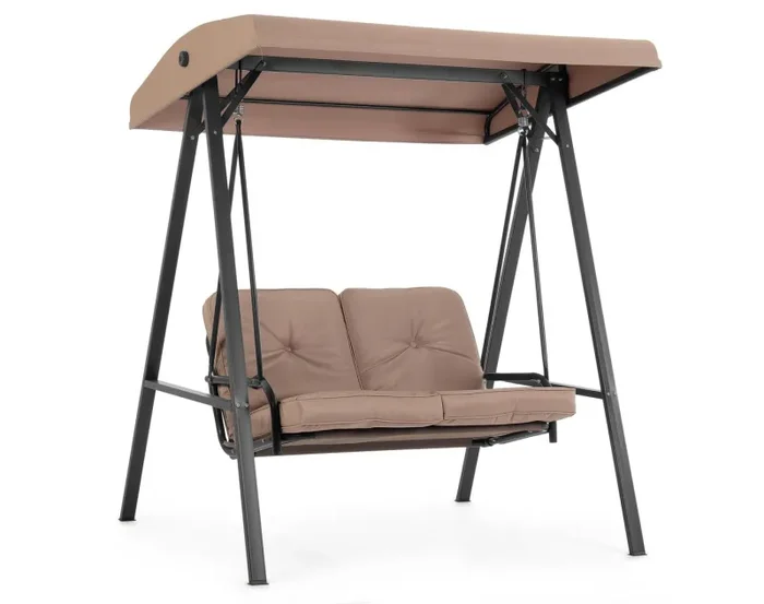 Dondolo 2 Posti da Giardino 145x106x174 cm in Acciaio Ermes Sabbia