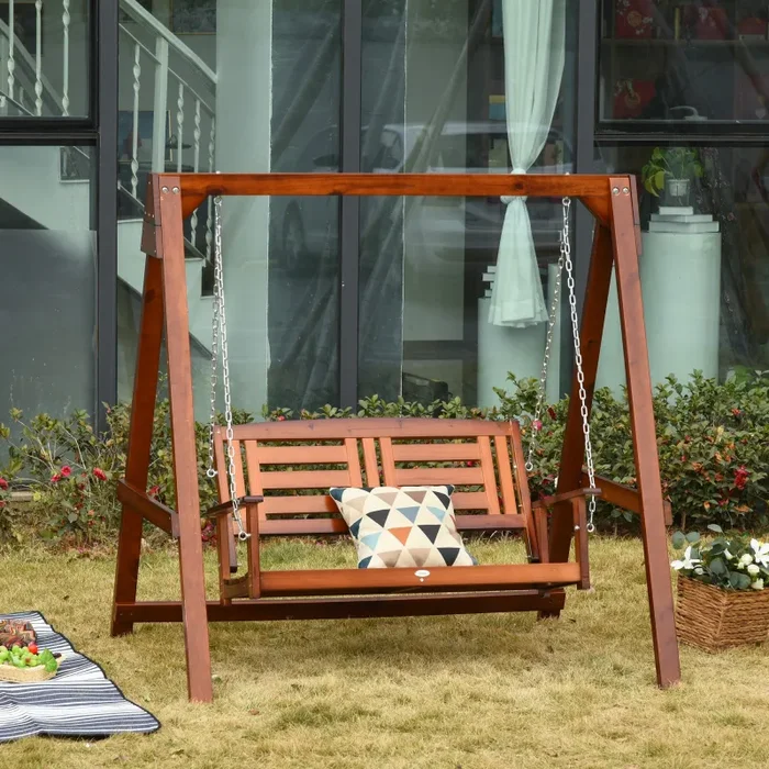 Dondolo 2 Posti da Giardino 160x121x165 cm in Legno Teak - immagine 2