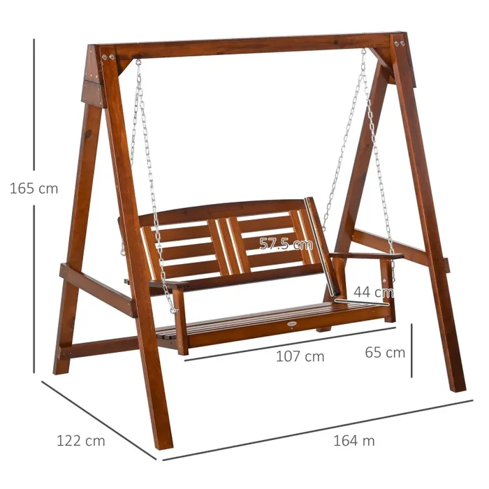 Dondolo 2 Posti da Giardino 160x121x165 cm in Legno Teak - immagine 3