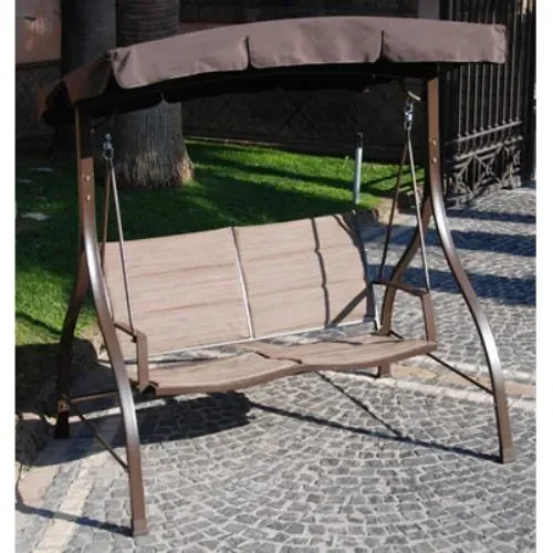 Dondolo 2 Posti in Ferro con Rivestimento Seduta in Textilene Imbottito 160X114X163Cm Online