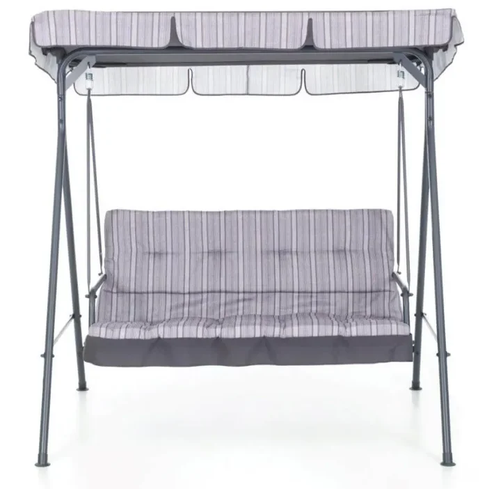 Dondolo 3 Posti da Giardino 160x118x160 cm in Ferro e Poliestere Pemba Antracite - immagine 2