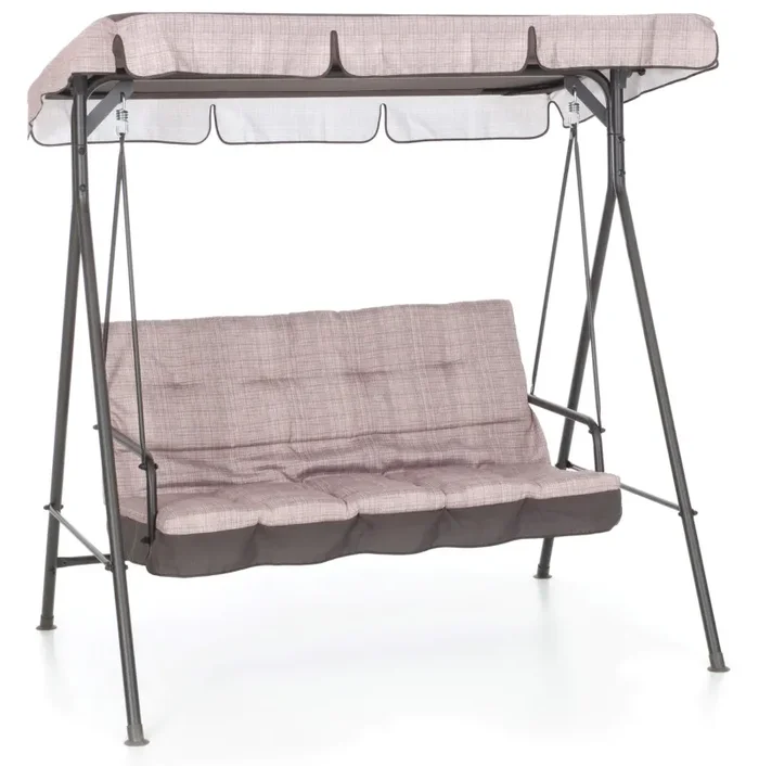 Dondolo 3 Posti da Giardino 160x118x160 cm in Ferro e Poliestere Pemba Beige Saldi