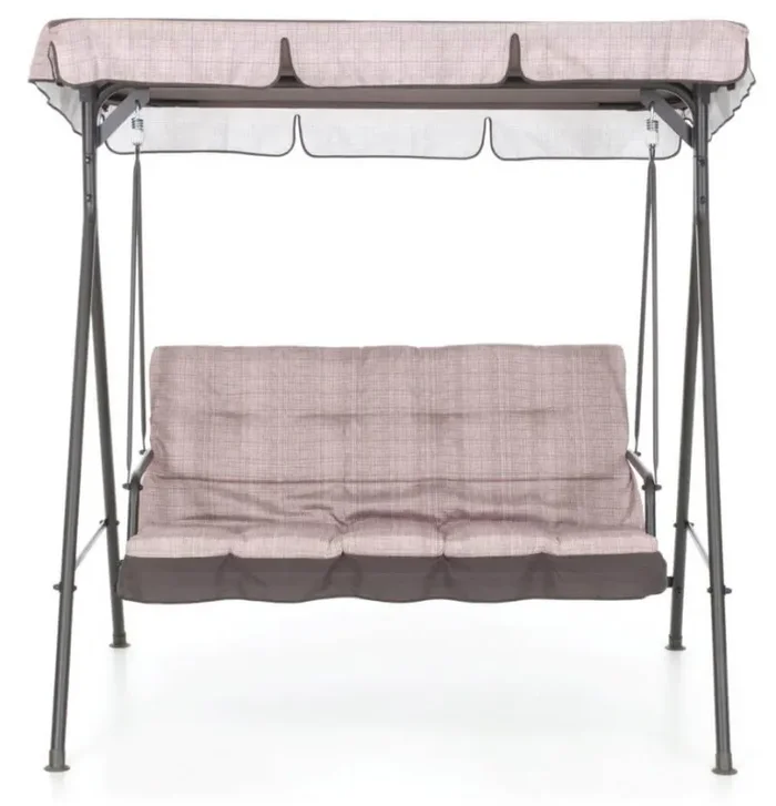 Dondolo 3 Posti da Giardino 160x118x160 cm in Ferro e Poliestere Pemba Beige Saldi - immagine 2