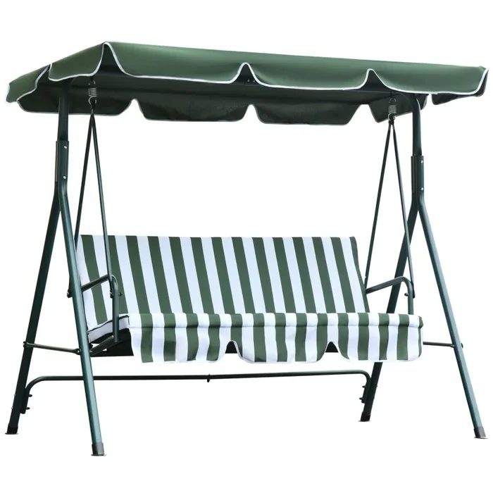 Dondolo 3 Posti da Giardino 170x110x152 cm Swivel Verde e Bianco Vendita calda online