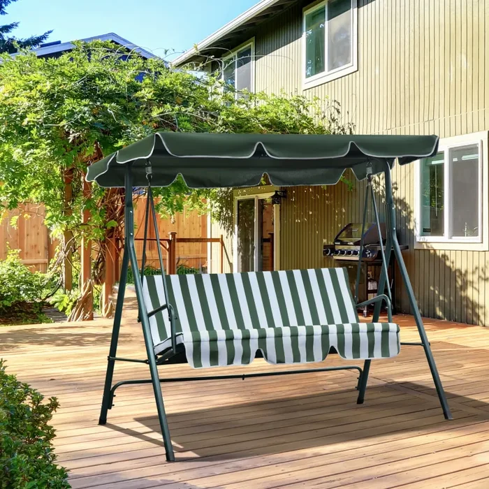 Dondolo 3 Posti da Giardino 170x110x152 cm Swivel Verde e Bianco Vendita calda online - immagine 2