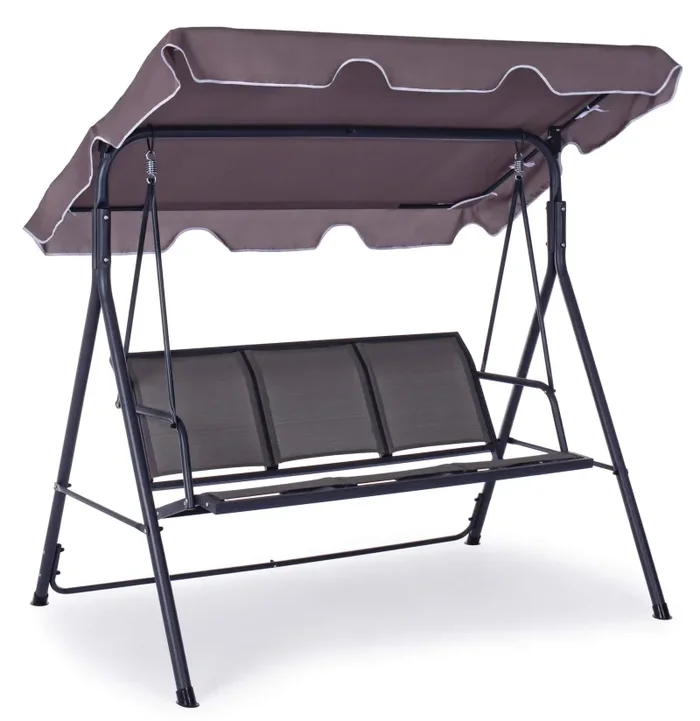 Dondolo 3 Posti da Giardino 170x110x153 cm in Acciaio e Textilene Zeno Tortora Online ora