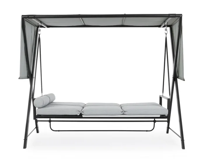 Dondolo 3 Posti da Giardino 223x128x182 cm in Acciaio Pompei Grigio - immagine 2