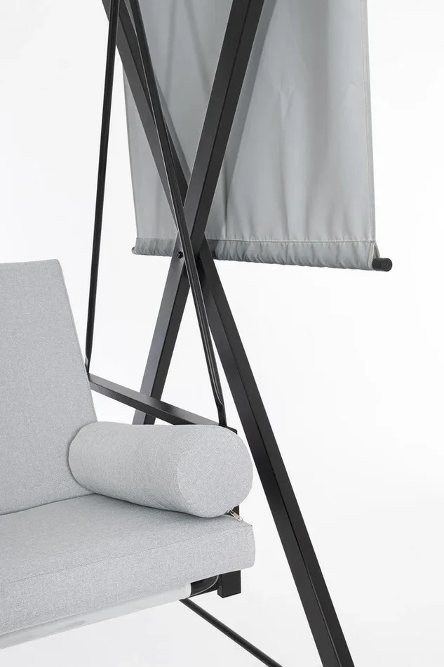 Dondolo 3 Posti da Giardino 223x128x182 cm in Acciaio Pompei Grigio - immagine 3