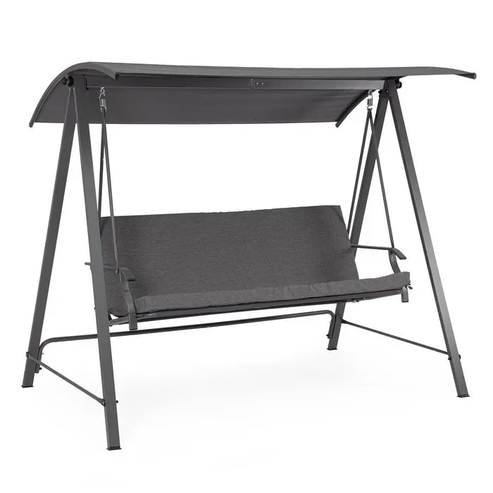 Dondolo 3 posti da giardino moderno in acciaio antracite – Teseo