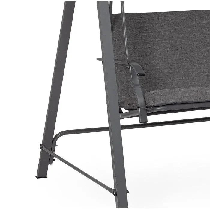 Dondolo 3 posti da giardino moderno in acciaio antracite – Teseo - immagine 3