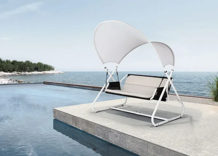 Dondolo da Giardino 2 Posti 166x145x190 cm in Acciaio Portofino - immagine 2