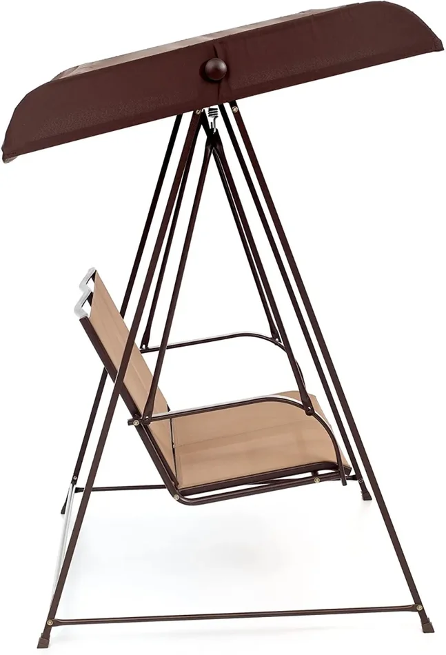 Dondolo da Giardino 2 Posti in Ferro con Tettuccio Sand Dune Ecrù - immagine 2