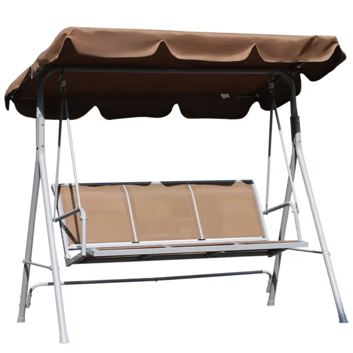 Dondolo da Giardino 2 Posti in Metallo Marrone Moda