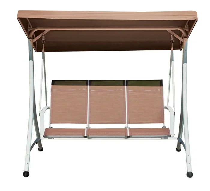 Dondolo da Giardino 200x175x125 cm in Ferro e Textilene Tortora Moda