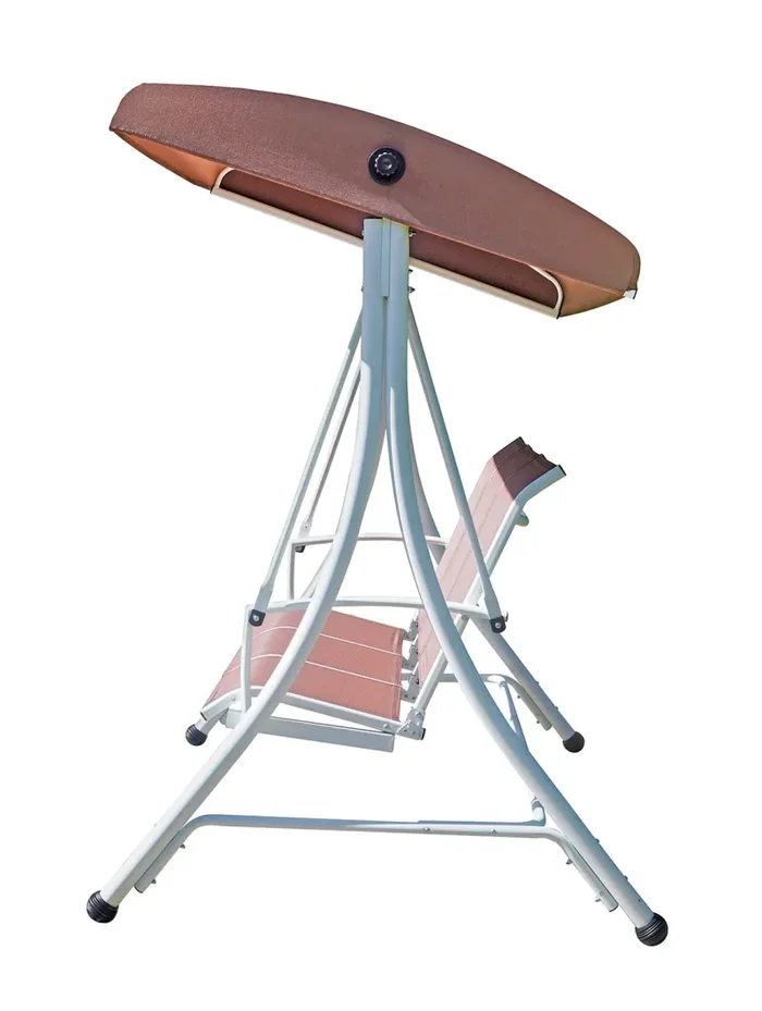 Dondolo da Giardino 200x175x125 cm in Ferro e Textilene Tortora Moda - immagine 3