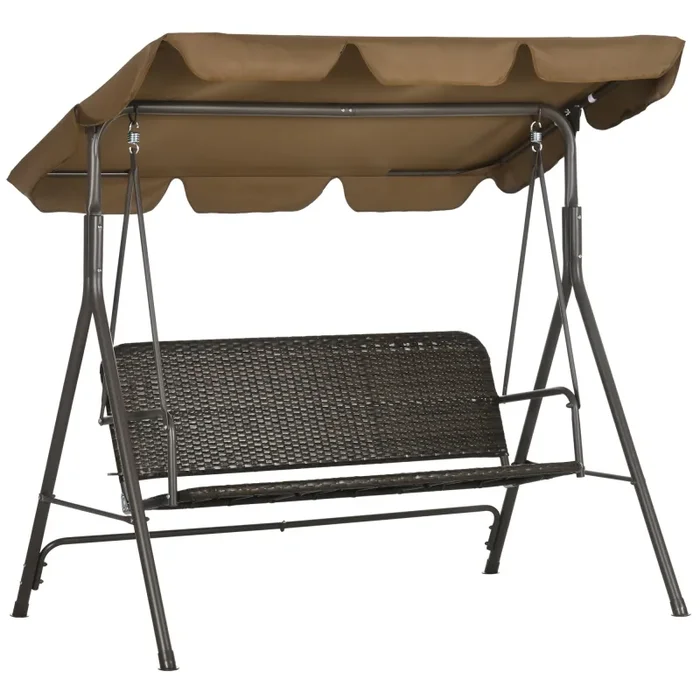 Dondolo da Giardino 3 Posti 167x112x153 cm in Rattan PE e Acciaio Marrone Online