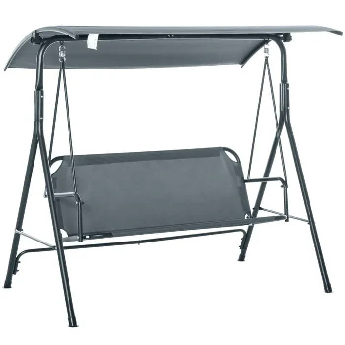 Dondolo da Giardino 3 Posti 172x110x153 cm con Tettuccio Inclinabile Grigio