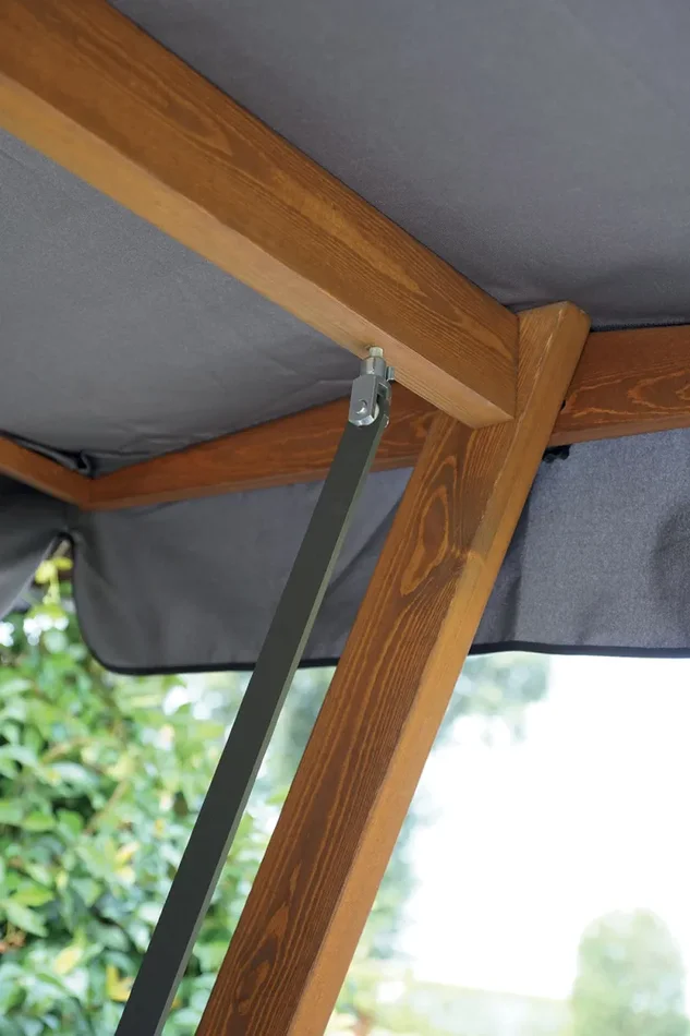 Dondolo da Giardino 3 Posti 190x120x180 cm in Legno con Cuscini Grigio - immagine 3