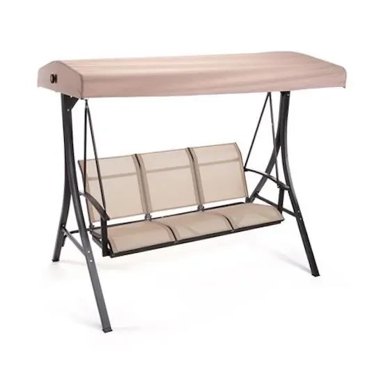 Dondolo da Giardino 3 Posti in Ferro e Poliestere Taddei Torino Beige In saldo