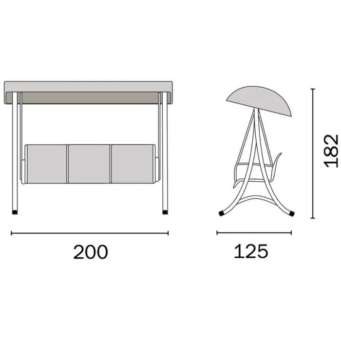 Dondolo da Giardino in Ferro 3 Posti Vorghini Swing Bianco e Tortora Online