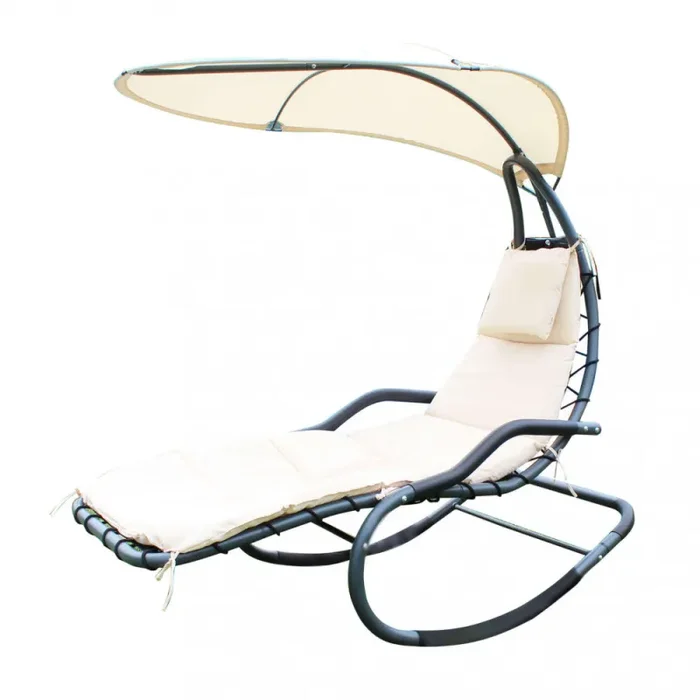 Dondolo Murano C/Tettuccio 165x125x184 h cm in Acciaio Bianco Moda