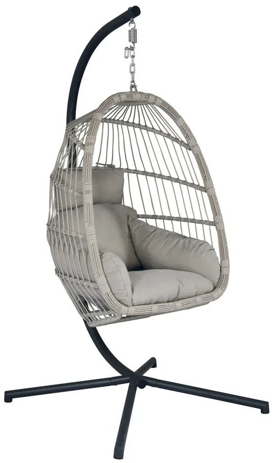 Dondolo Pensile da Giardino 100x103x196 cm in Alluminio e Corda Grigio Chiaro