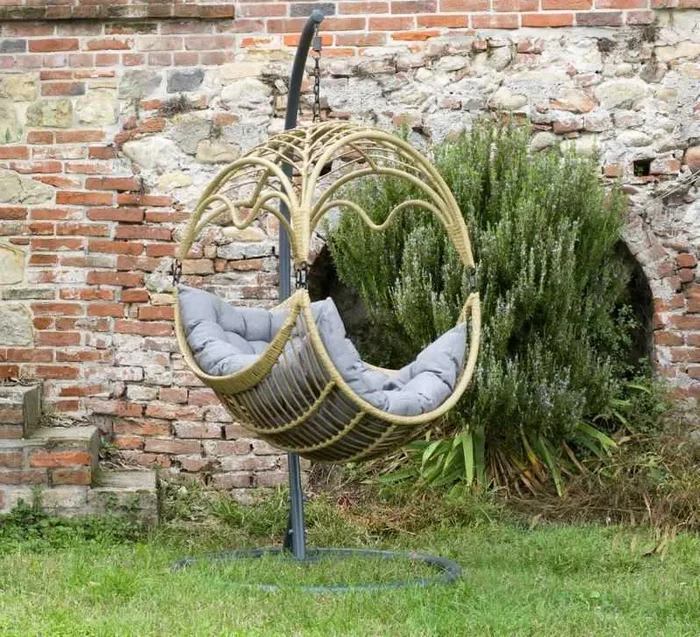 Dondolo Pensile da Giardino 101x101xh200 cm con Cuscini Morris Grigio - immagine 3