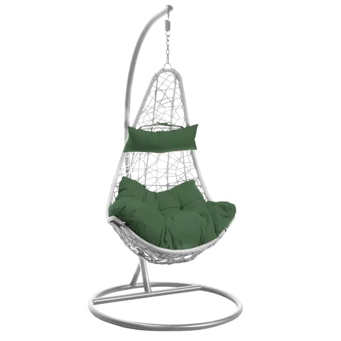 Dondolo Pensile da Giardino 82x65xh124 cm con Cuscini Rialto Bianco - immagine 3