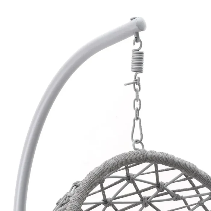 Dondolo Pensile da Giardino con cuscino Ø105×186 cm con intreccio di corda grigia - immagine 3