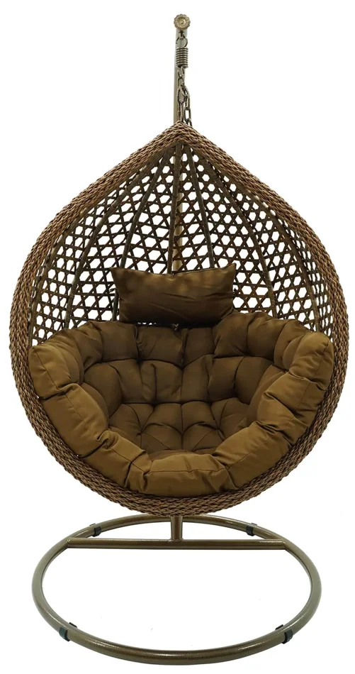 Dondolo Pensile da Giardino in Acciaio e Polirattan Topazio Marrone - immagine 2