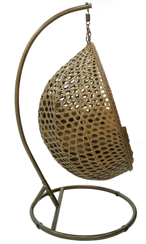 Dondolo Pensile da Giardino in Acciaio e Polirattan Topazio Marrone - immagine 3