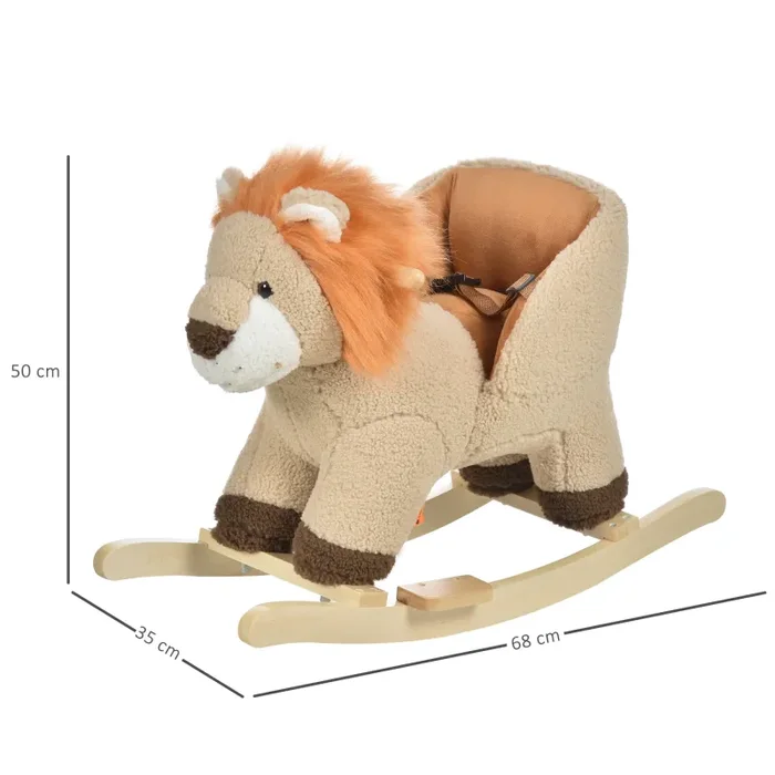 Dondolo per Bambini in Legno Leone in Peluche con Suoni - immagine 3