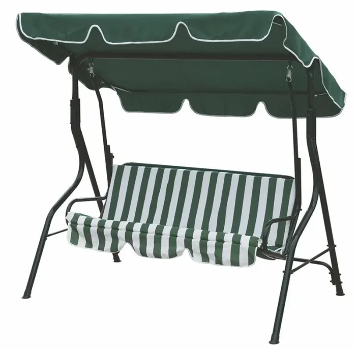 Dondolo Sofà da Giardino 3 Posti in Acciaio Bauer Verde e Bianco Online ora