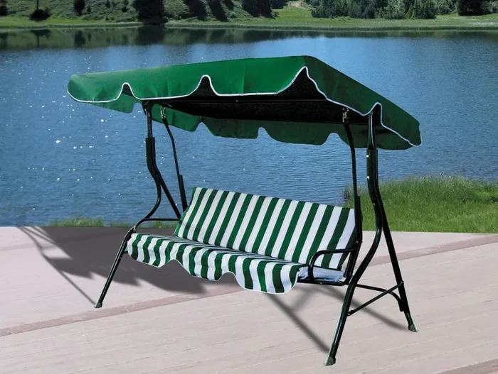 Dondolo Sofà da Giardino 3 Posti in Acciaio Bauer Verde e Bianco Online ora - immagine 2