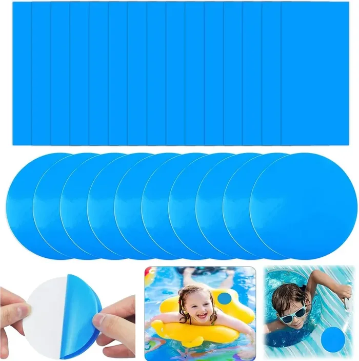 DONGSZQ Toppe autoadesive per la Riparazione della Piscina,20 Pezzi Piscina in Vinile Patch Patch,Patch di Riparazione PVC Autoadesivo, per Piscina Gonfiabile, Barca a Remi, Materasso Aria