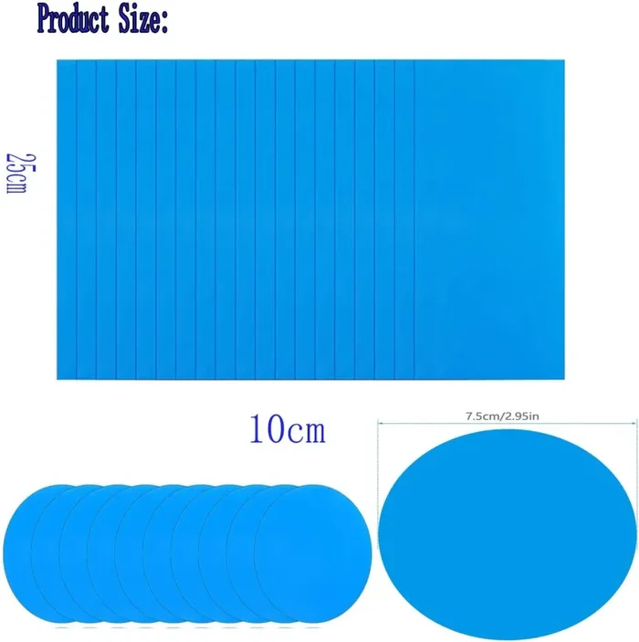 DONGSZQ Toppe autoadesive per la Riparazione della Piscina,20 Pezzi Piscina in Vinile Patch Patch,Patch di Riparazione PVC Autoadesivo, per Piscina Gonfiabile, Barca a Remi, Materasso Aria - immagine 2